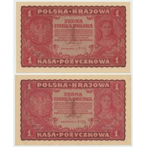 II RP, 1 marka polska 1919 I SERIA AC - zestaw 2 egz.