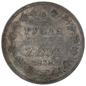 Poland under Russia, Nicholas I, 3/4 rouble=5 zloty 1838 MW