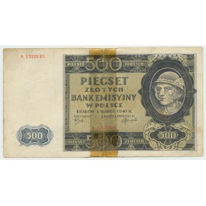 500 złotych 1940 - fałszerstwo londyńskie niewyłapane z obiegu