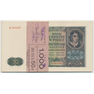 GG, 50 zloty 1941 B - pacco di banconote