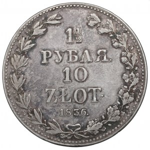 Poland under Russia, Nicholas I, 1-1/2 rouble=10 zloty 1836 MW, Warsaw