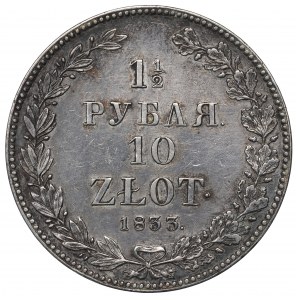 Congress Poland, Nicholas I, 1-1/2 rouble=10 zloty 1833, Petersburg