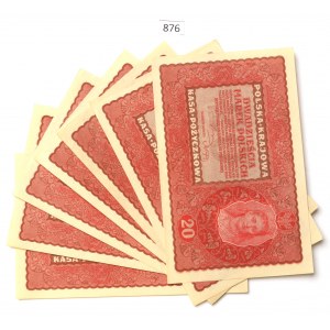 II RP, Set of 20 marks 1919 - 7 pcs. from a bank pack
