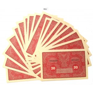II RP, Set of 20 marks 1919 - part of a bank bundle - 18 pcs.