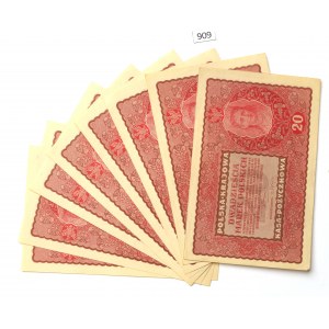 II RP, Set of 20 marks 1919 - 8 pcs. from a bank pack