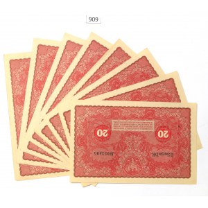 II RP, Set of 20 marks 1919 - 8 pcs. from a bank pack