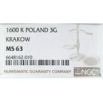 Zikmund III Vasa, Trojak 1600, Krakov - KRÁSNÝ - NGC MS63 MAX