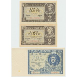 II RP, 5 zloty 1930 CK and 2 zloty 1936 AE, BH - set of 3 pcs