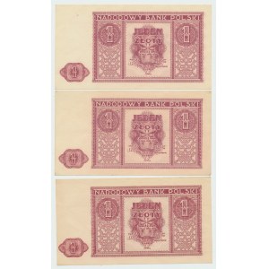 PRL, 1 zloty 1946 - set of 3 pcs.