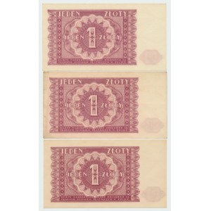 PRL, 1 zloty 1946 - set of 3 pcs.