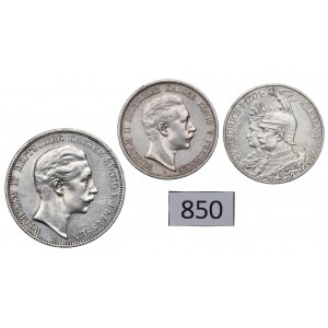 Germany, Preussen, Lot 2-3 marks 1901-12