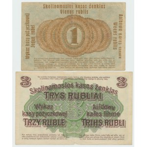 Poznań, 1-3 rubles 1916, short clause - set of 2 pcs