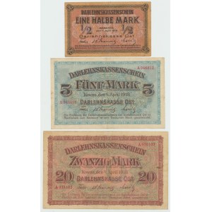 Kaunas, 1/2 - 20 marks 1918 - set of 3 pcs.
