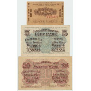 Kaunas, 1/2 - 20 marks 1918 - set of 3 pcs.
