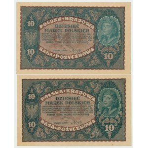 II RP, 10 Polish marks 1919 - set of 2 pcs.
