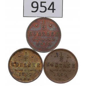 Rusko, Mikuláš II, sada 1/2 kopejky 1897-1913