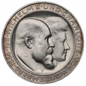 Germany, Wuertemberg, 3 mark 1911, Stuttgart - wedding anniversary