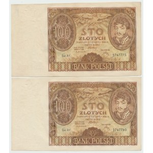 II RP, 100 złoty 1932 AY. - additional lines in the margin - set of 2 pcs.