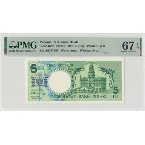 IIIRP, 5 złotych 1990 - A - PMG 67EPQ