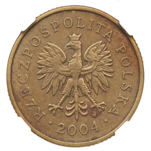 III RP, 5 groszy 2004 - skrętka NGC AU58