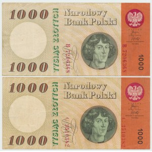 PRL, 1000 złotych 1965 Kopernik B i C - zestaw 2 egz.