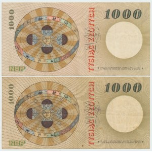 PRL, 1000 złotych 1965 Kopernik B i C - zestaw 2 egz.