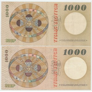 PRL, 1000 złotych 1965 Kopernik N i C - zestaw 2 egz.