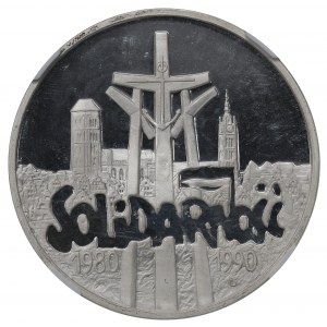 III RP, 100.000 złotych 1990 Solidarność typ D - NGC PF67 Ultra Cameo