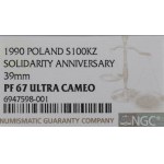 III RP, 100.000 złotych 1990 Solidarność typ D - NGC PF67 Ultra Cameo