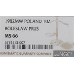 PRL, 10 złotych 1982 Prus - NGC MS66