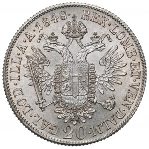Austria, Ferdinand I, 20 kreuzer 1848, Vienna