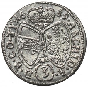 Austria, Leopold I, 3 kreuzer 1689, Hall