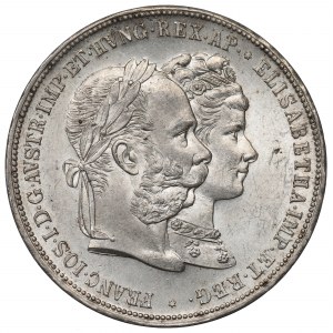 Austria, Franz Joseph I, 2 gulden 1879 - silver wedding