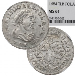 John III Sobieski, 6 groschen 1684, Bromberg - NGC MS61