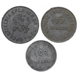II Republic of Poland, lot of 10, 20 and 50 groschen, 10th Ulanen Regiment, Bialystok