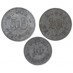 II Republic of Poland, lot of 10, 20 and 50 groschen, 10th Ulanen Regiment, Bialystok