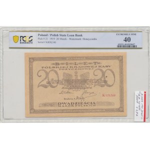 II RP, 20 Polish marks 1919 K - PCGS 40