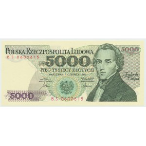 PRL, 5000 złotych 1986 - seria BS