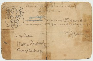 II RP, Souvenir of the Szeklencze Prisoner of War Camp - for a soldier of the 4th Infantry Regiment