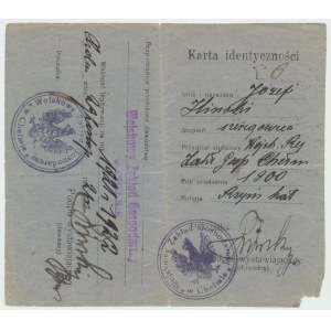 II RP, Karta identyczności Wojskowe Rejonowe Zakłady Gospodarcze Chełm 1921