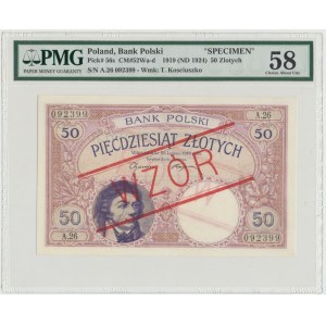 II RP, 50 złoty 1919 A. 26 WZÓR - PMG 58 RZADKOŚĆ