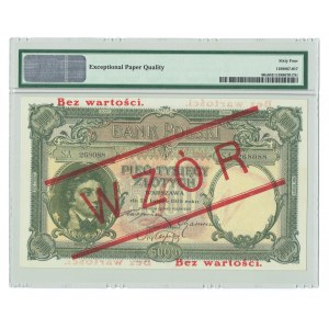 II RP, 5.000 złotych 1919, WZÓR - wysoki nadruk - PMG 64 EPQ