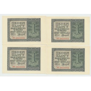 GG, 1 złoty 1941 BE - Zestaw 4 egz. kolejne numery z paczki bankowej