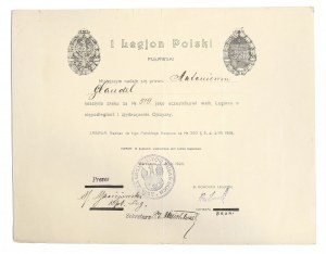 II RP, Diploma of the Commemorative Mark of the 1920 Pulawski Legion.