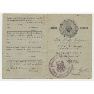 II RP, Legitymacja Odznaki Strzeleckiej 65 Pułk Piechoty, Grudziądz