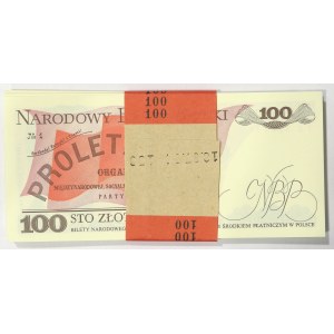 PRL, 100 złotych 1988 TS - niepełna paczka bankowa (76 egz.)