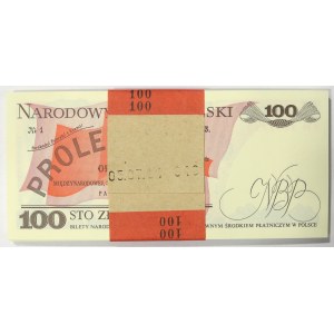 PRL, 100 złotych 1988 TM - niepełna paczka bankowa (89 egz.)