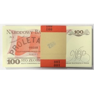 PRL, 100 złotych 1988 TB - niepełna paczka bankowa (90 egz.)
