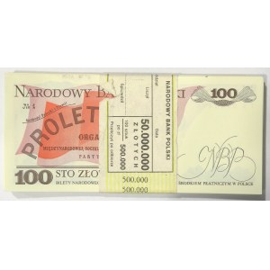 PRL, 100 złotych 1988 TC ,TS - składana paczka bankowa (89 egz.)