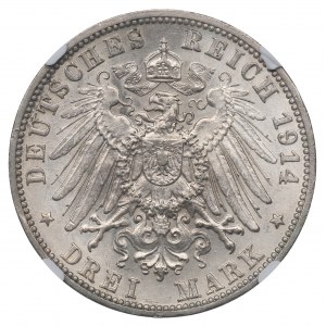 Germany, Wuertemberg, 3 mark 1914 - NGC MS62